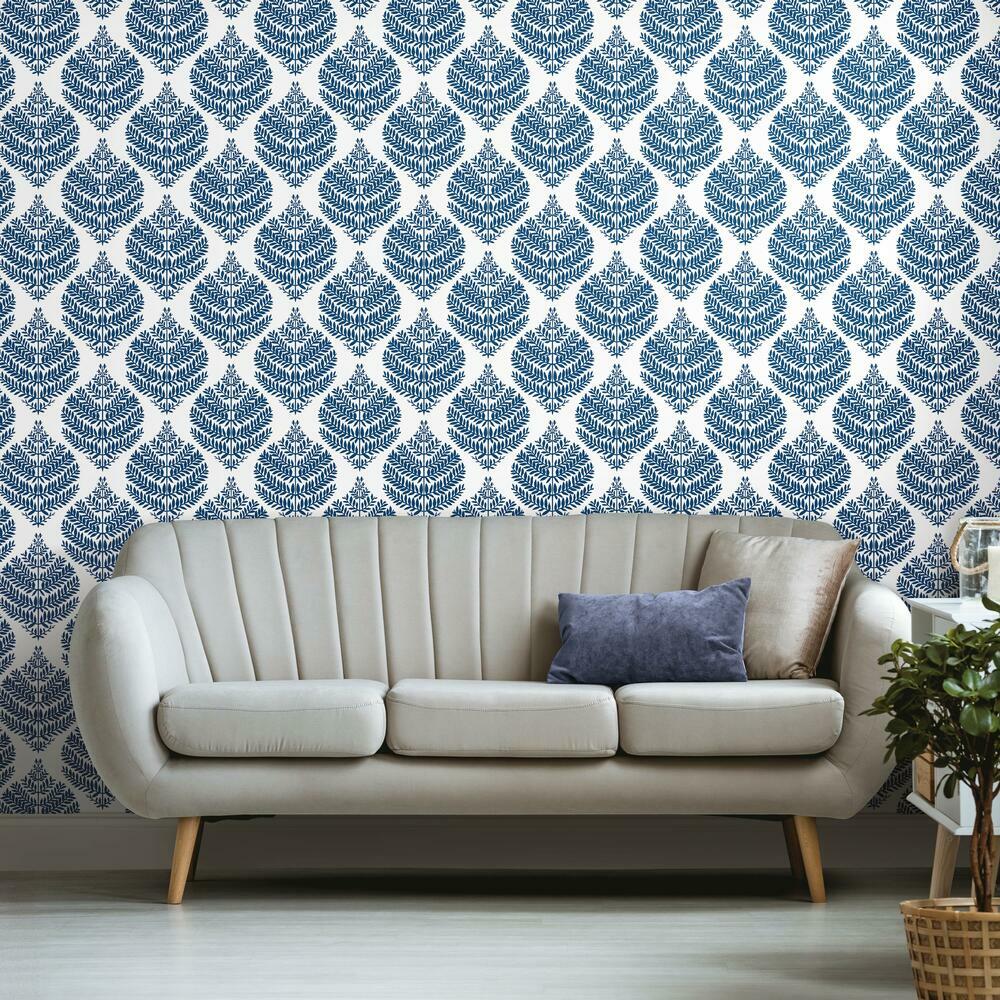 Hygge Fern Damask Peel and Stick Wallpaper Peel and Stick Wallpaper RoomMates   