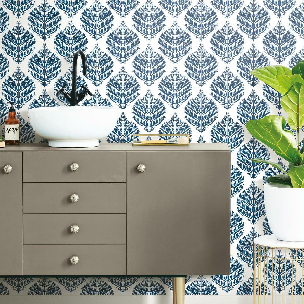 Hygge Fern Damask Peel and Stick Wallpaper Peel and Stick Wallpaper RoomMates   