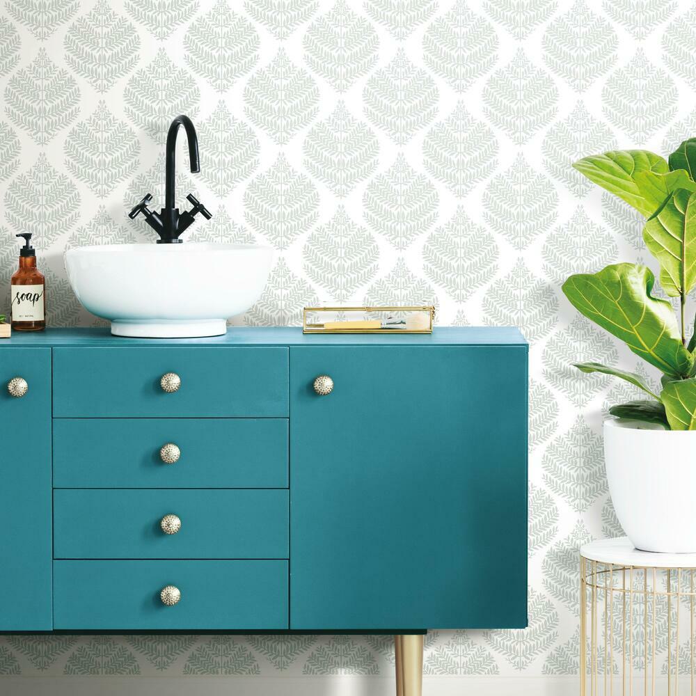 Hygge Fern Damask Peel and Stick Wallpaper Peel and Stick Wallpaper RoomMates   