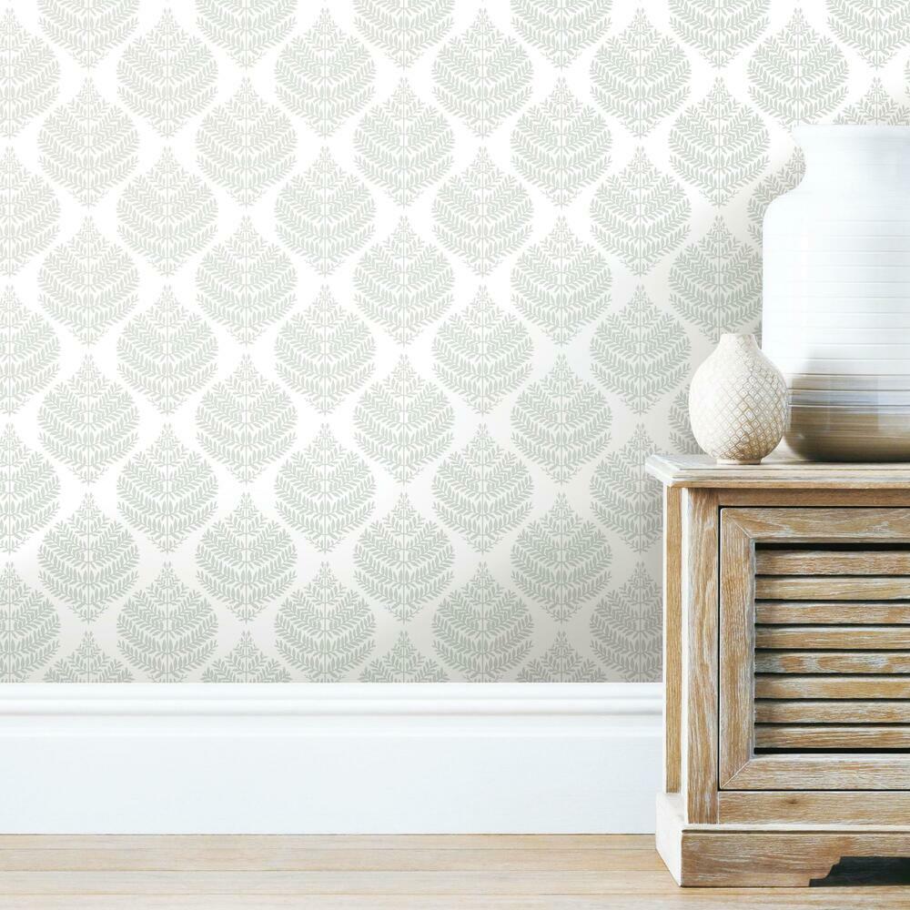 Hygge Fern Damask Peel and Stick Wallpaper Peel and Stick Wallpaper RoomMates   