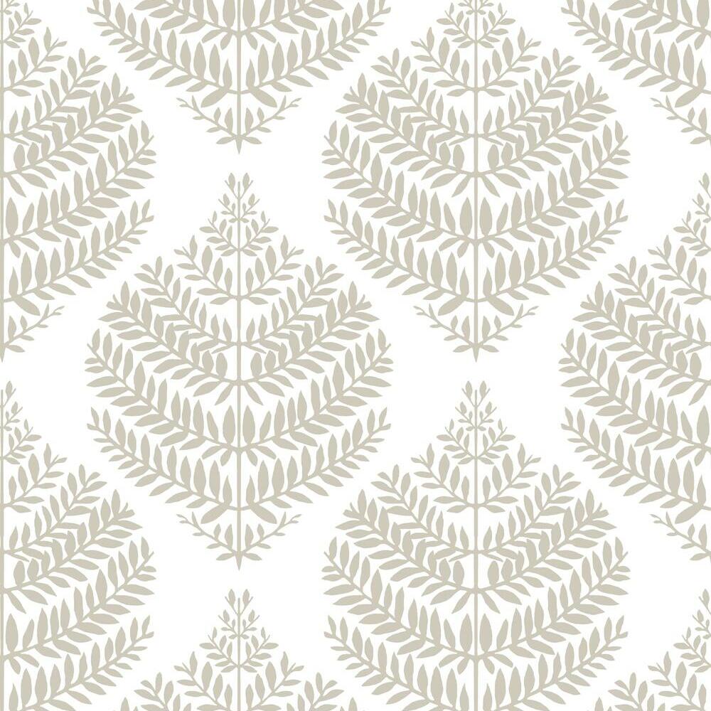 Hygge Fern Damask Peel and Stick Wallpaper Peel and Stick Wallpaper RoomMates Roll Taupe 