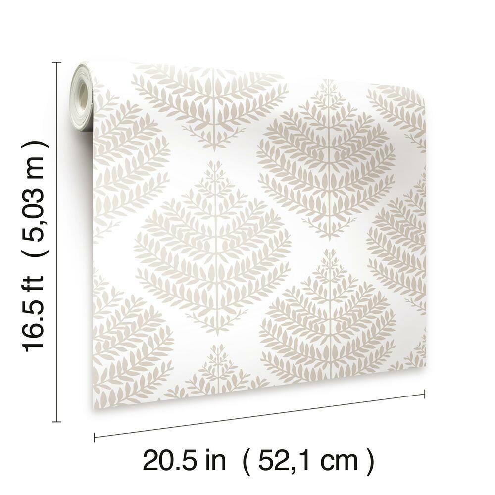 Hygge Fern Damask Peel and Stick Wallpaper Peel and Stick Wallpaper RoomMates   