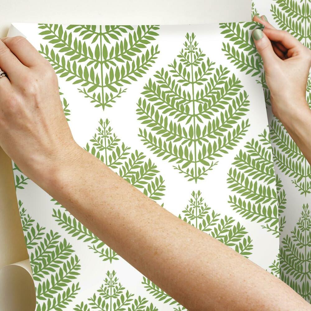 Hygge Fern Damask Peel and Stick Wallpaper Peel and Stick Wallpaper RoomMates   