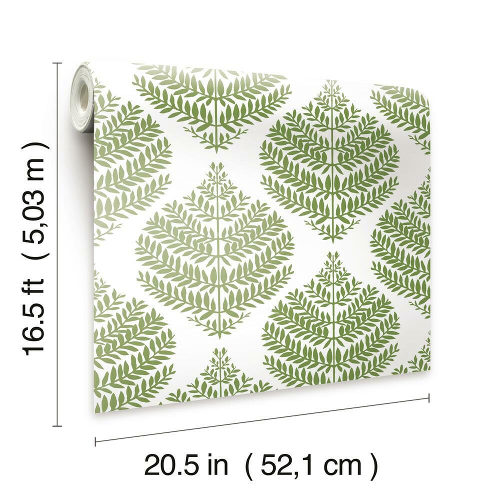 Hygge Fern Damask Peel and Stick Wallpaper Peel and Stick Wallpaper RoomMates   