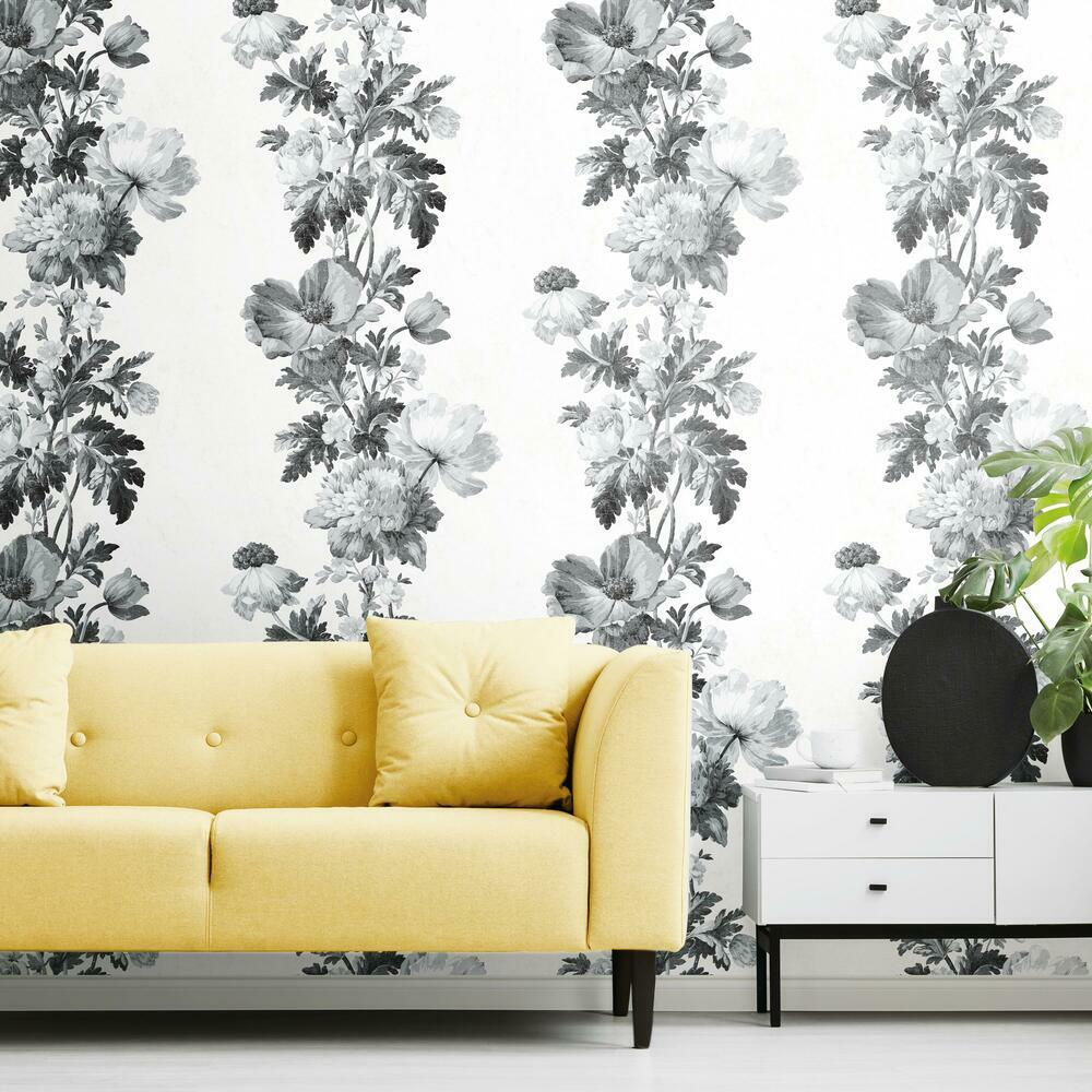 Vintage Floral Stripe Peel and Stick Wallpaper Peel and Stick Wallpaper RoomMates   
