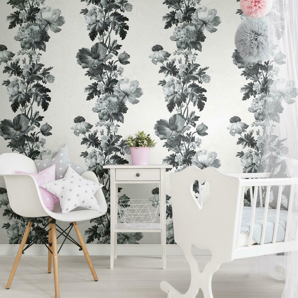 Vintage Floral Stripe Peel and Stick Wallpaper Peel and Stick Wallpaper RoomMates   