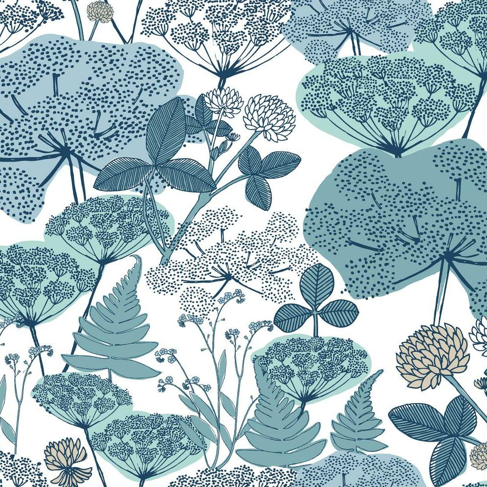 Finlayson Niittypolku Peel and Stick Wallpaper Peel and Stick Wallpaper RoomMates Roll Blue 