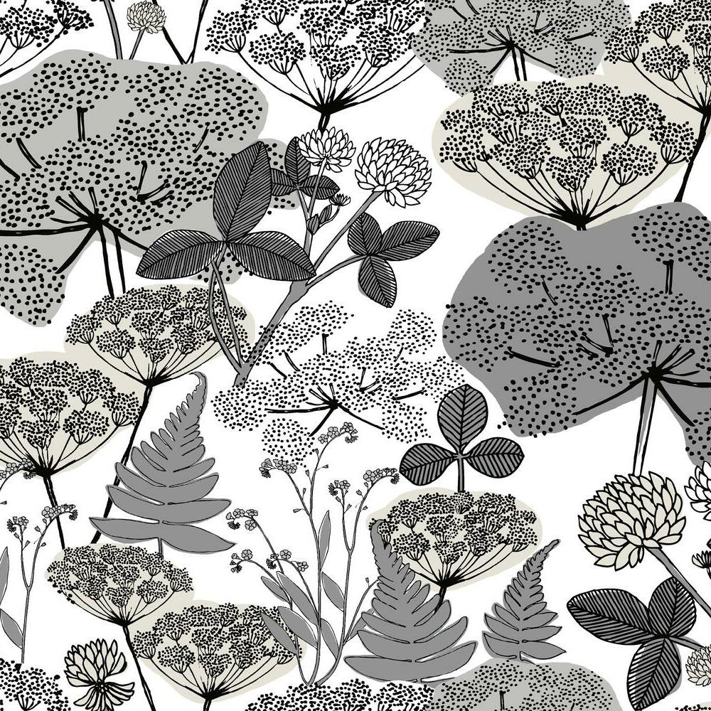 Finlayson Niittypolku Peel and Stick Wallpaper Peel and Stick Wallpaper RoomMates Sample Gray 