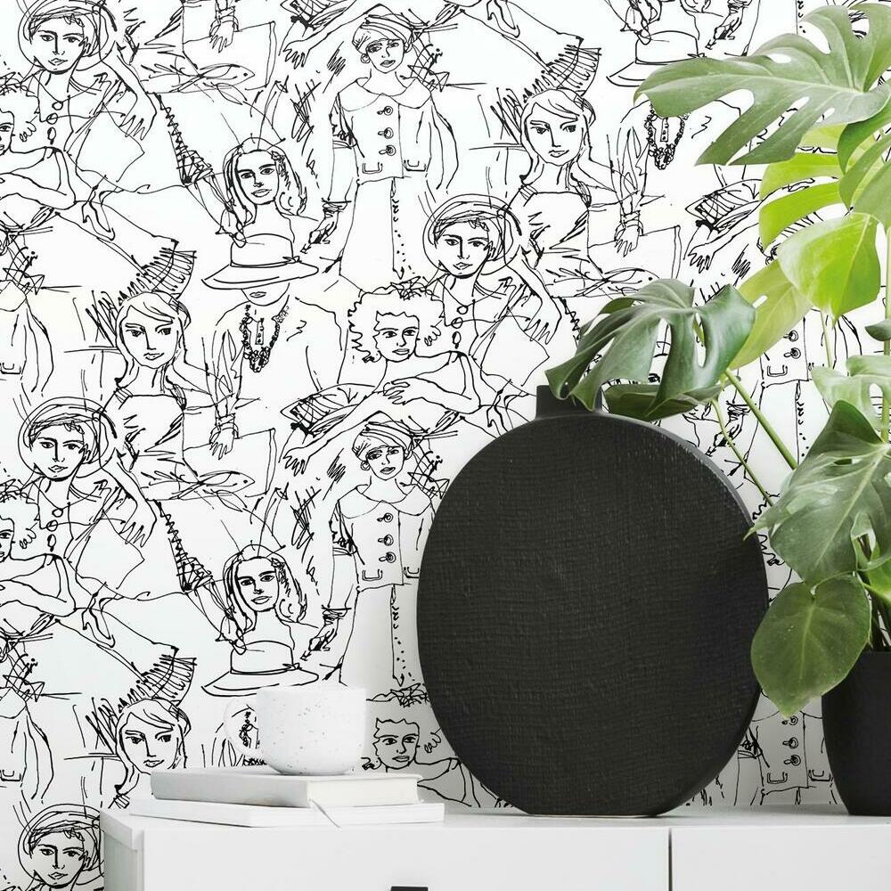 Vogue Sketches Peel and Stick Wallpaper Peel and Stick Wallpaper RoomMates   
