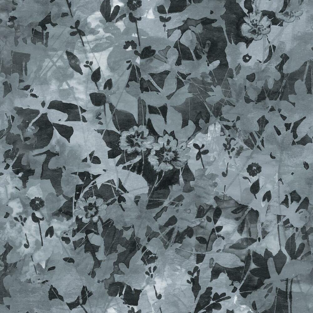 Wildflower Shadows Peel and Stick Wallpaper Peel and Stick Wallpaper RoomMates Roll Black 