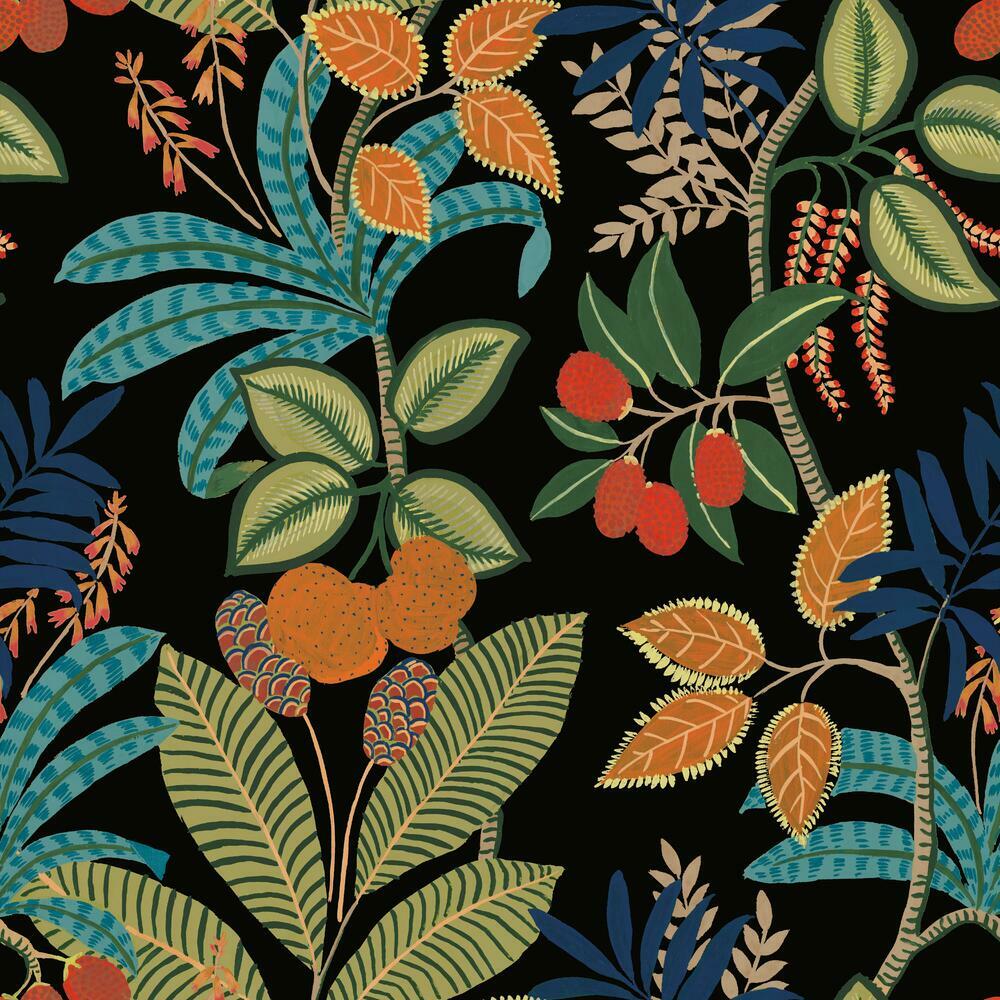 Funky Jungle Peel and Stick Wallpaper Peel and Stick Wallpaper RoomMates Roll Black 