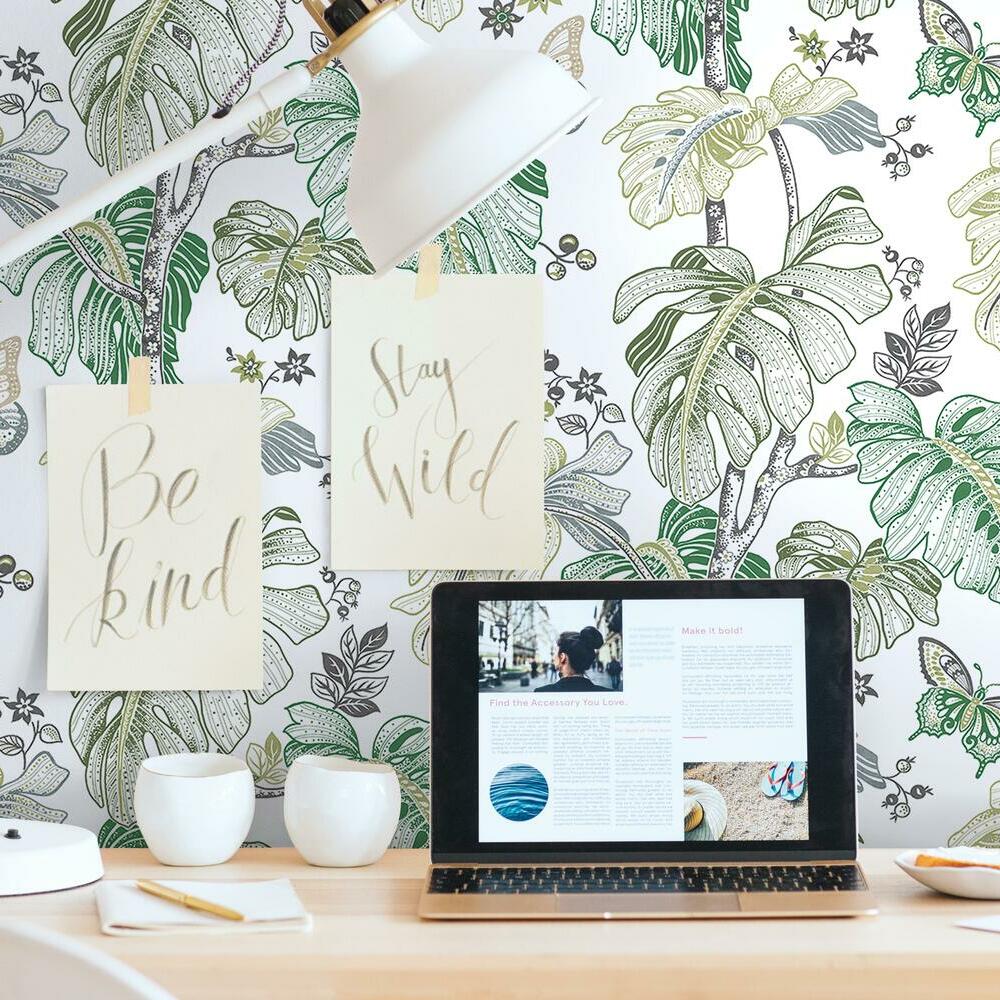 Boho Palm Peel and Stick Wallpaper Peel and Stick Wallpaper RoomMates   