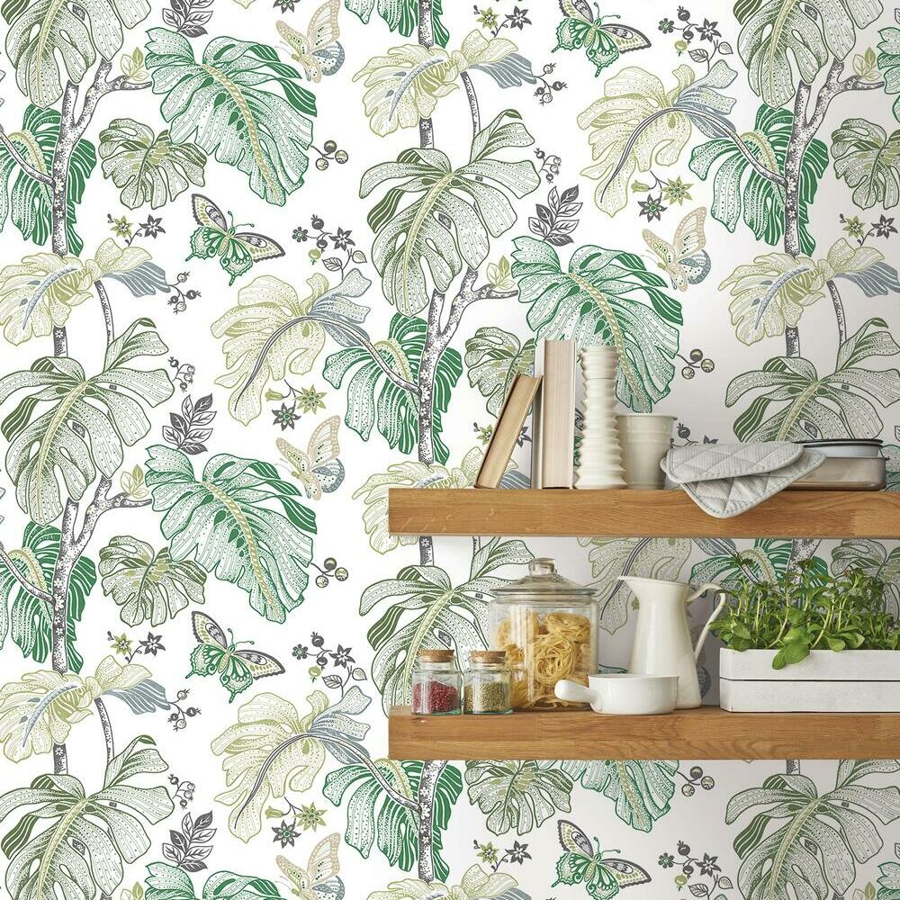 Boho Palm Peel and Stick Wallpaper Peel and Stick Wallpaper RoomMates   