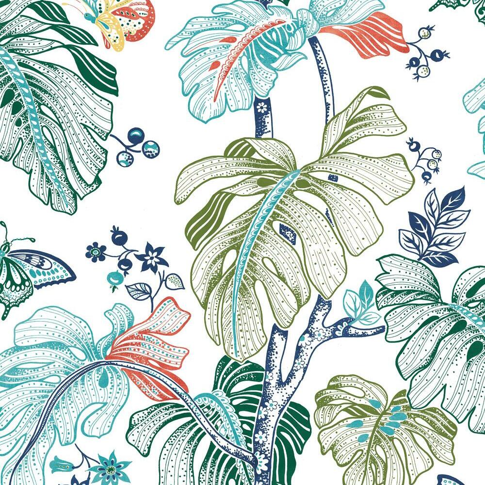 Boho Palm Peel and Stick Wallpaper Peel and Stick Wallpaper RoomMates Roll Orange 