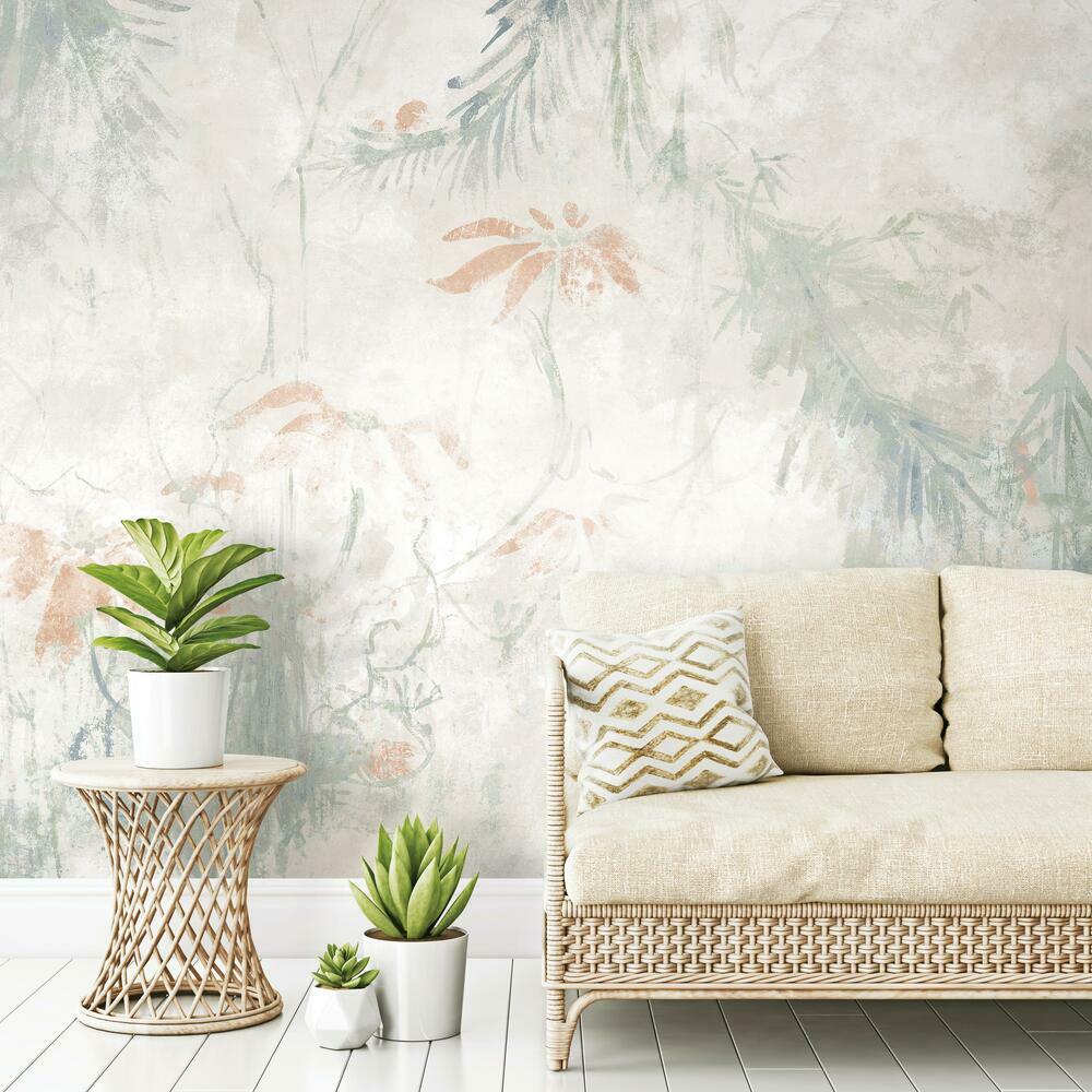 Jungle Lily Peel and Stick Mural Wall Murals RoomMates   