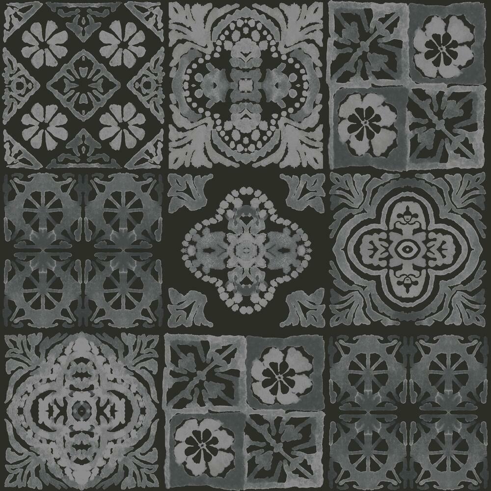 Marrakesh Tile Peel and Stick Wallpaper Peel and Stick Wallpaper RoomMates Roll Black 