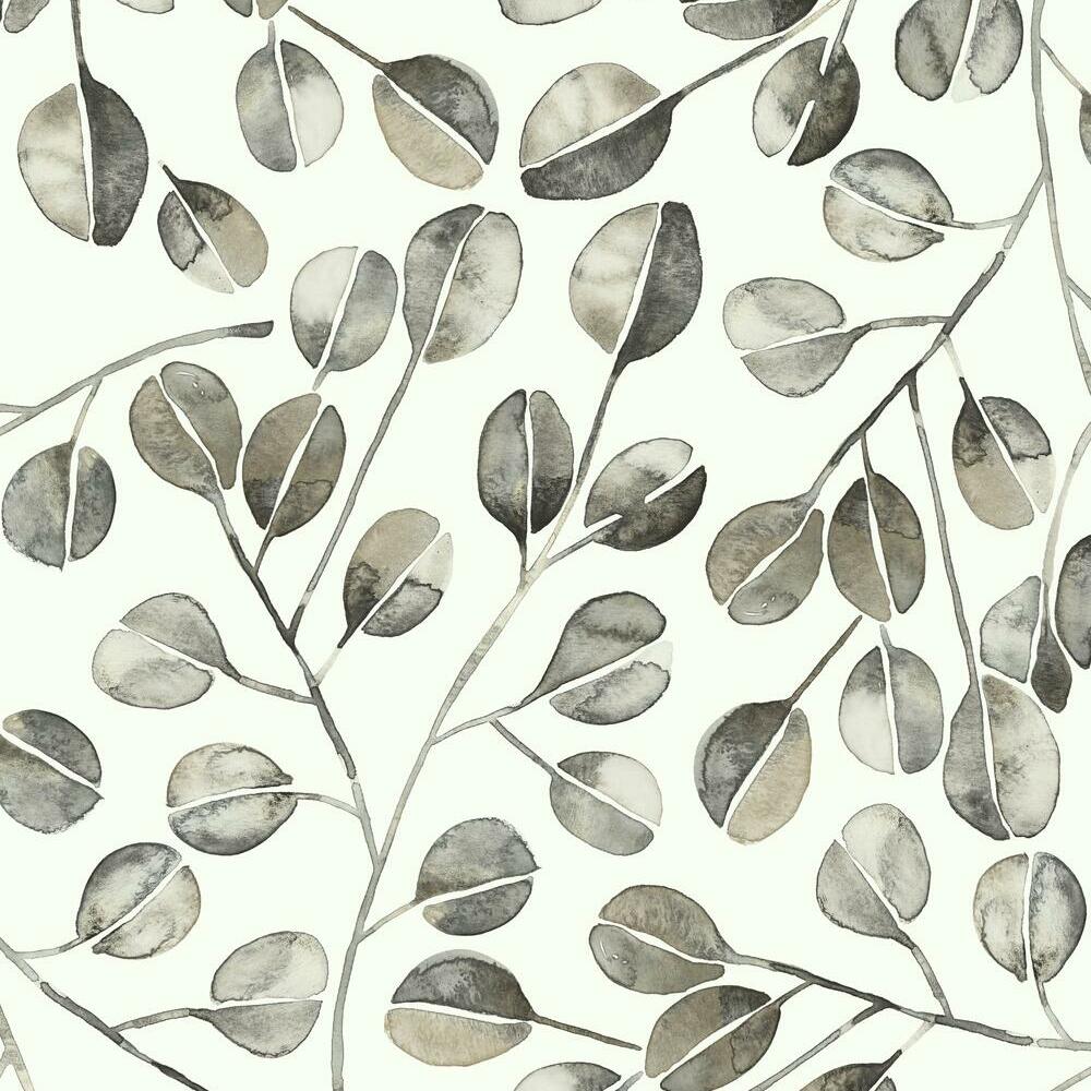 Cat Coquillette Eucalyptus Peel and Stick Wallpaper Peel and Stick Wallpaper RoomMates Roll Dark Gray 