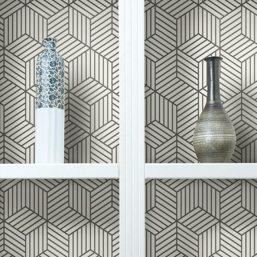 Striped Hexagon Peel and Stick Wallpaper Peel and Stick Wallpaper RoomMates   