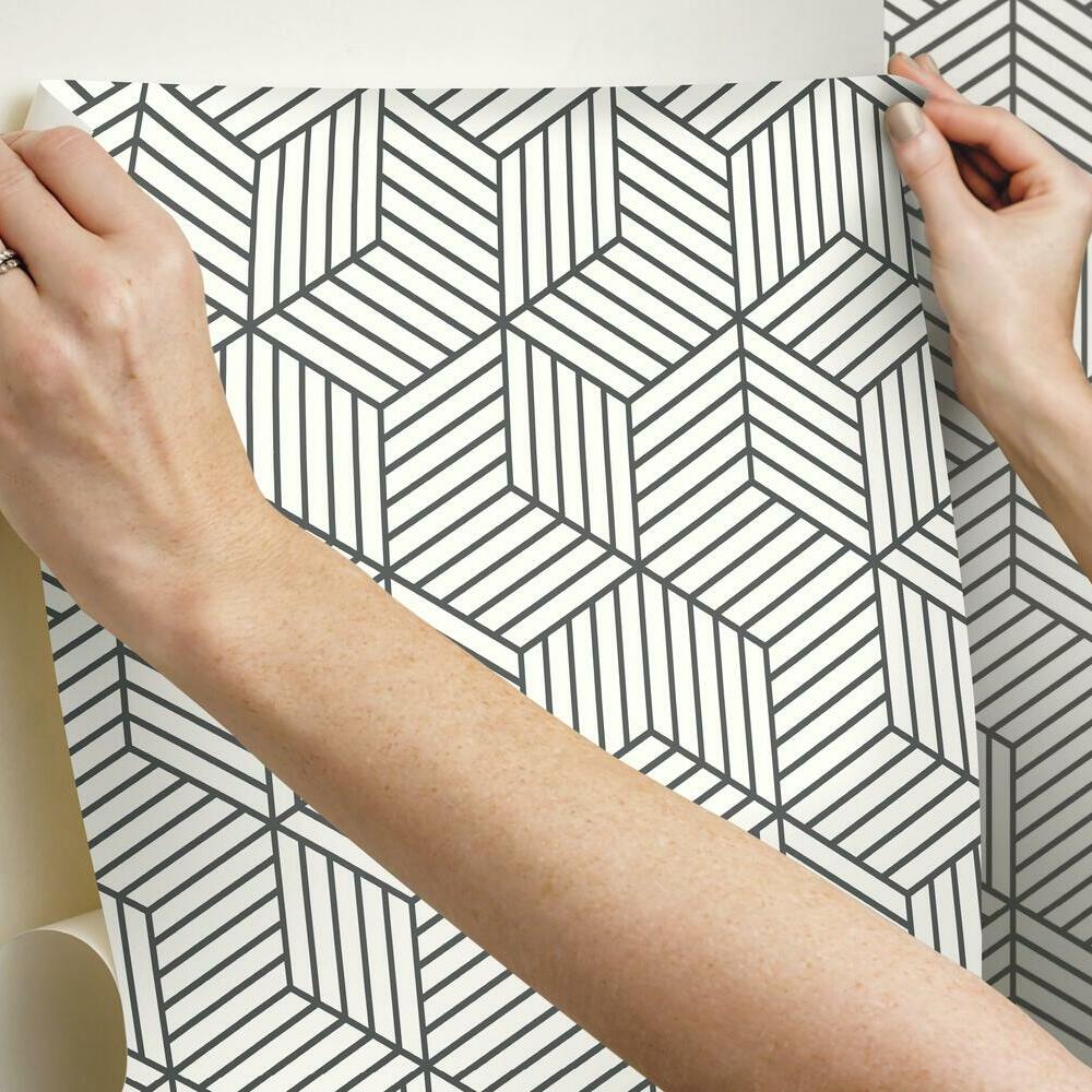 Striped Hexagon Peel and Stick Wallpaper Peel and Stick Wallpaper RoomMates   