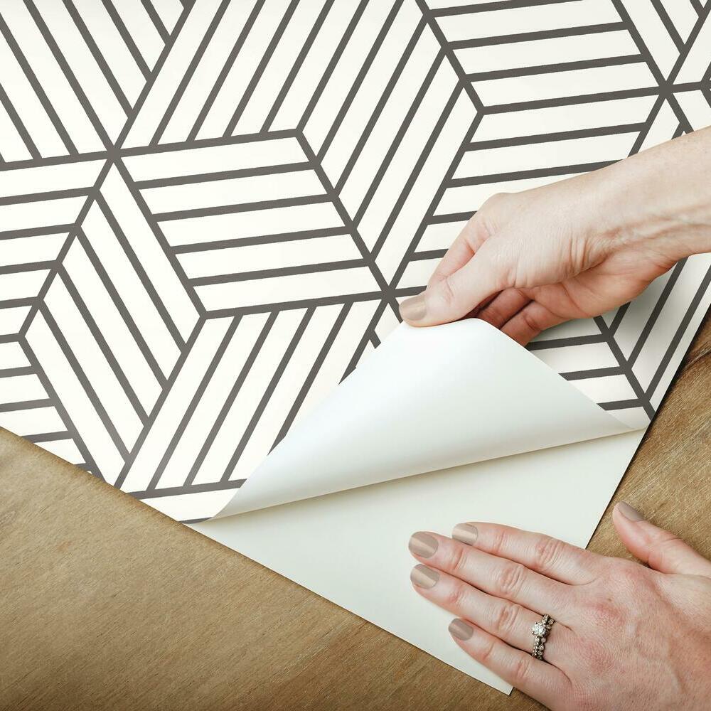 Striped Hexagon Peel and Stick Wallpaper Peel and Stick Wallpaper RoomMates   