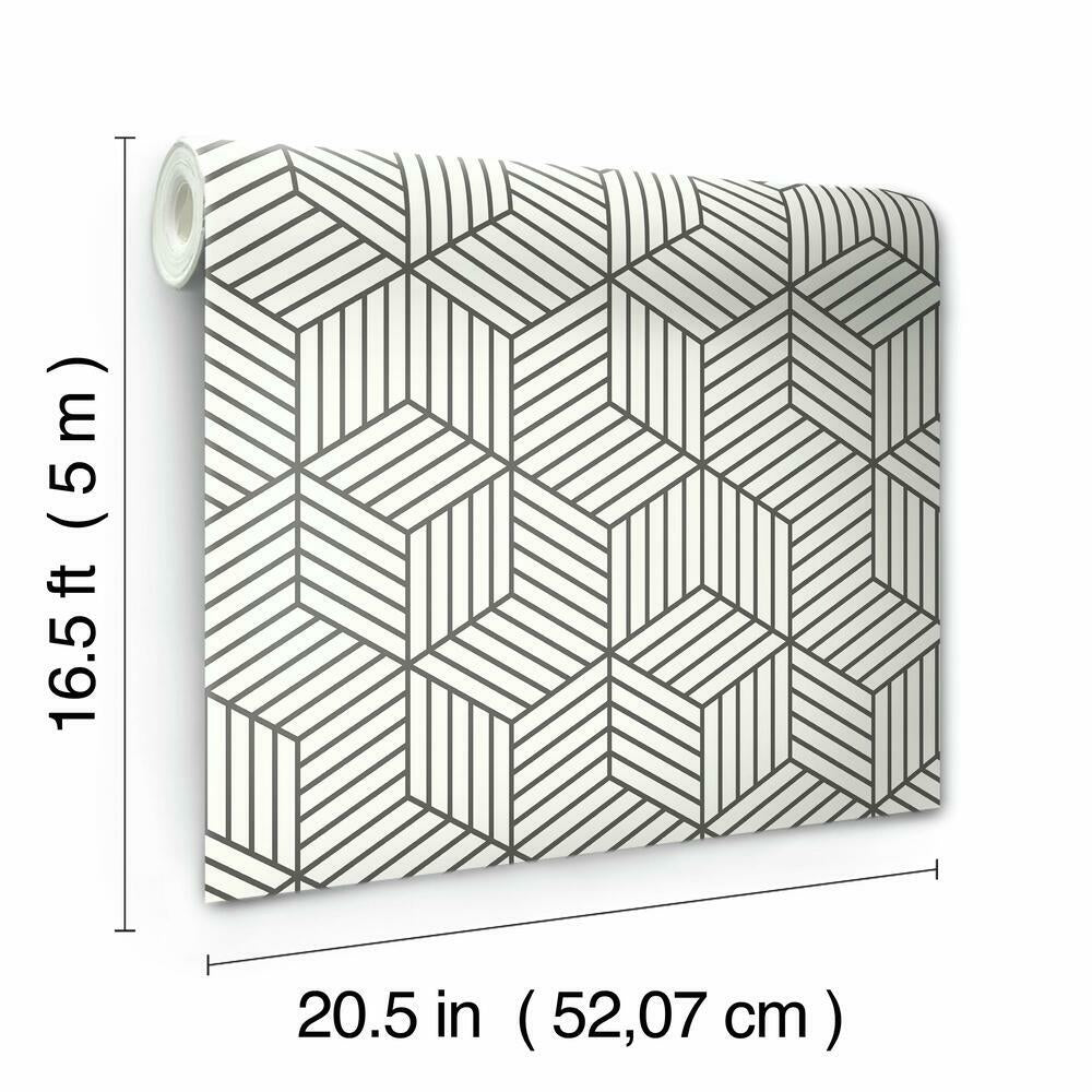 Striped Hexagon Peel and Stick Wallpaper Peel and Stick Wallpaper RoomMates   