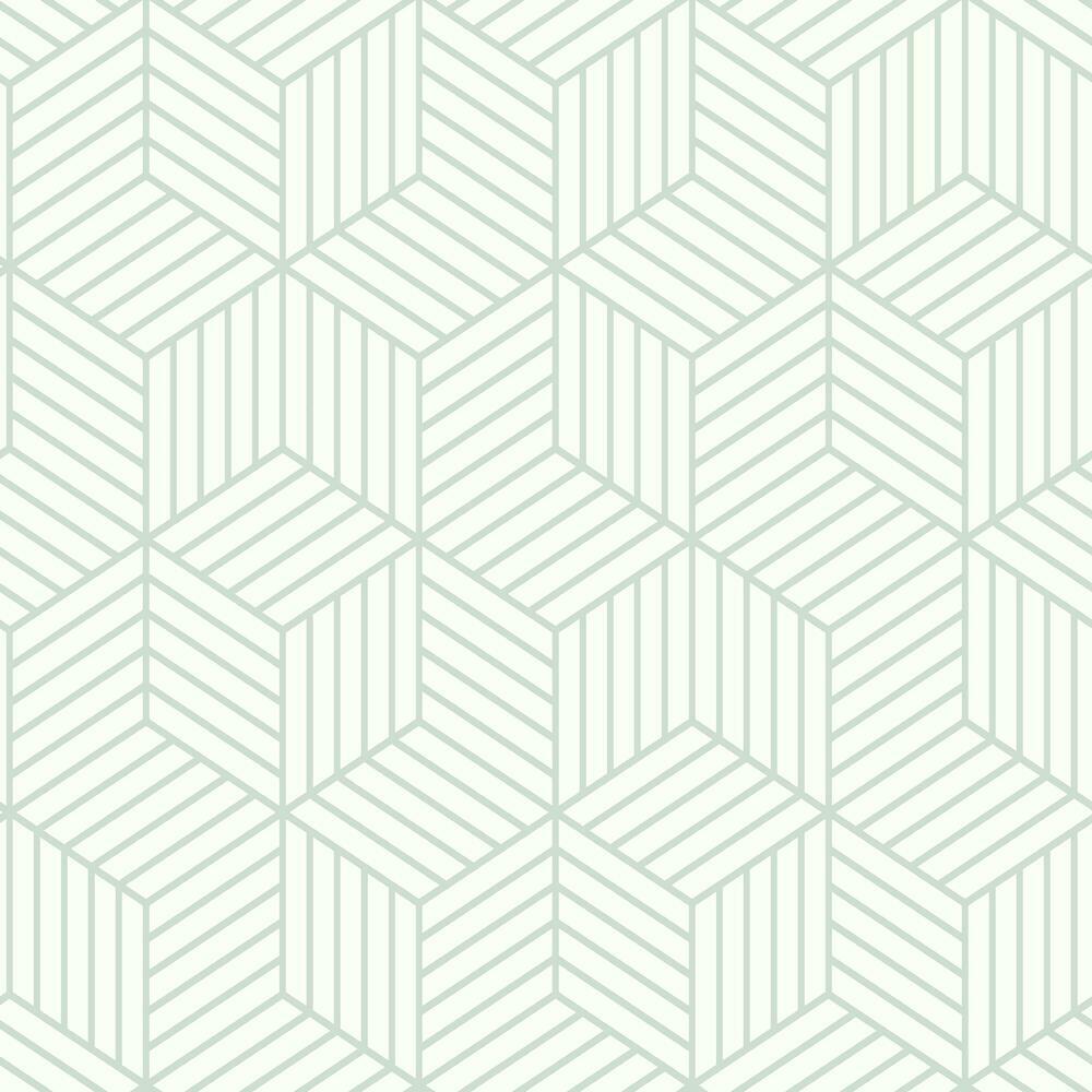 Striped Hexagon Peel and Stick Wallpaper Peel and Stick Wallpaper RoomMates Roll Green 
