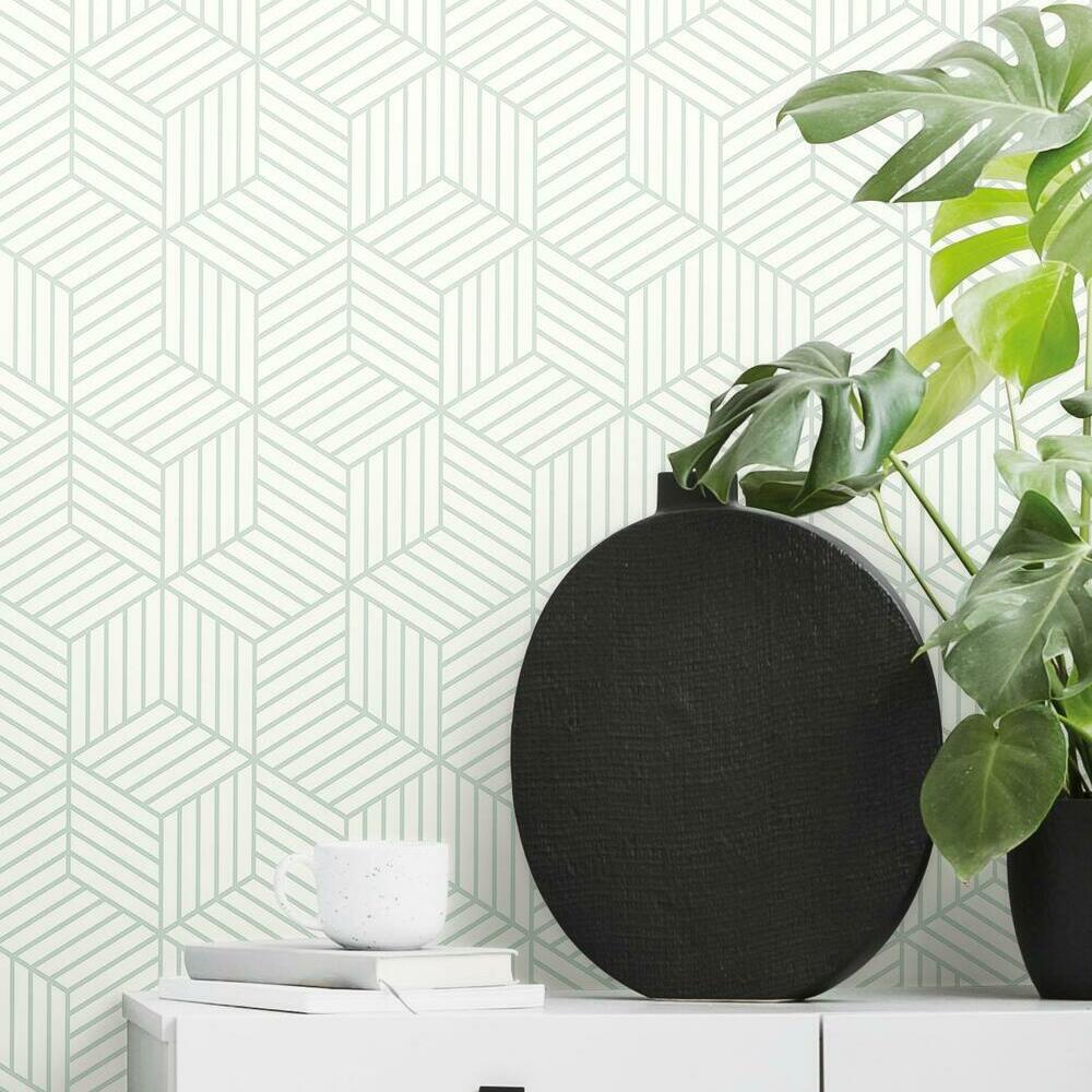 Striped Hexagon Peel and Stick Wallpaper Peel and Stick Wallpaper RoomMates   