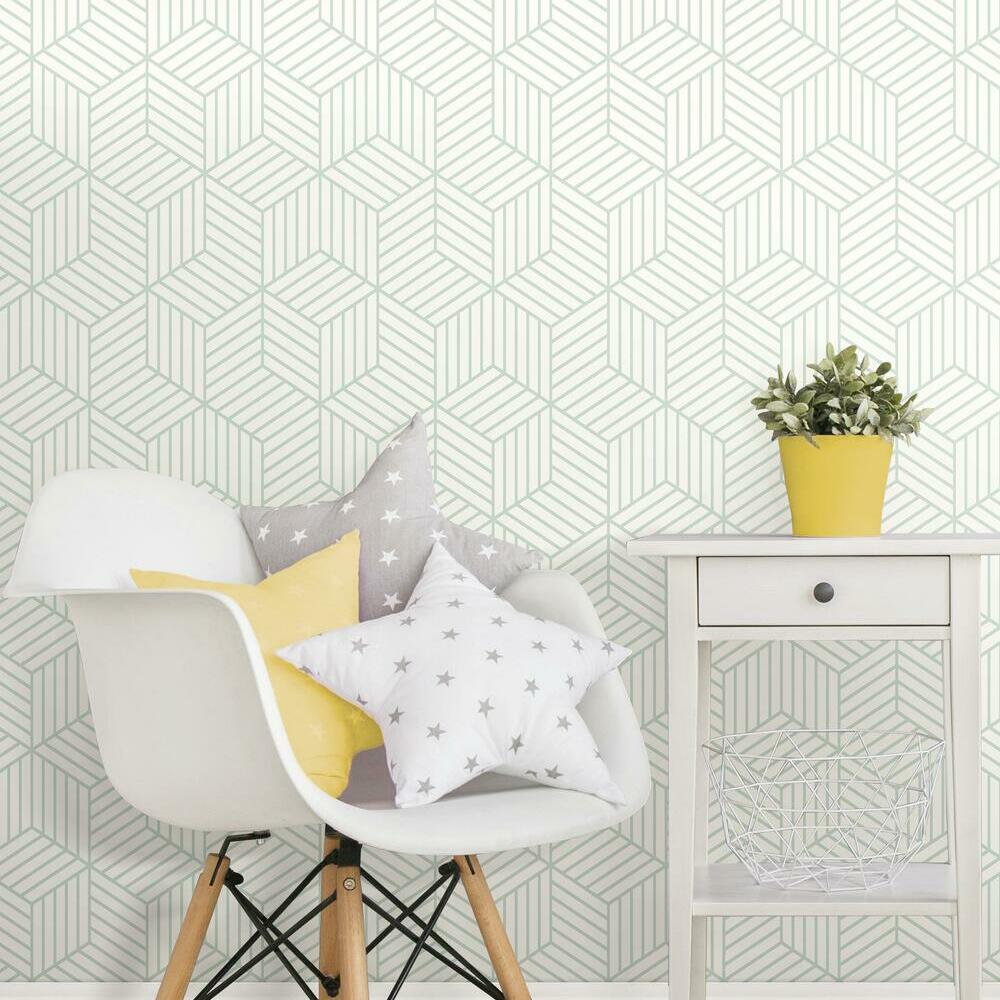 Striped Hexagon Peel and Stick Wallpaper Peel and Stick Wallpaper RoomMates   