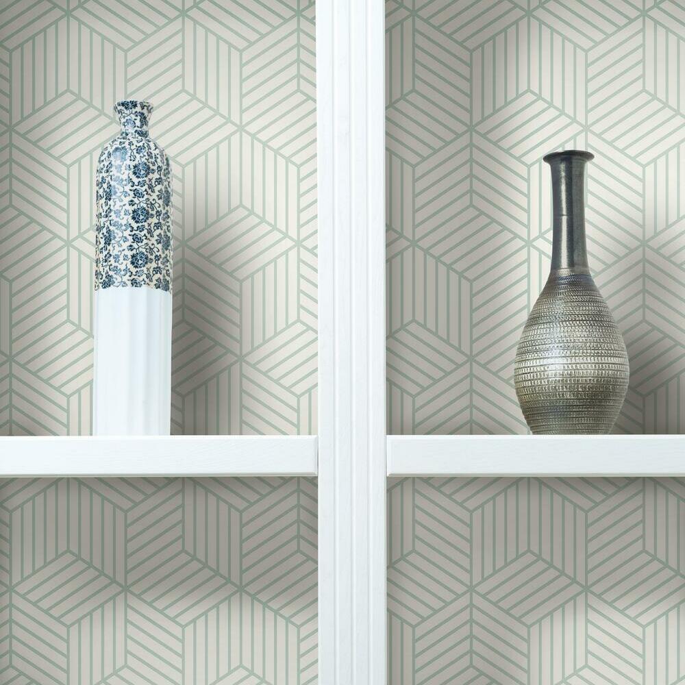 Striped Hexagon Peel and Stick Wallpaper Peel and Stick Wallpaper RoomMates   