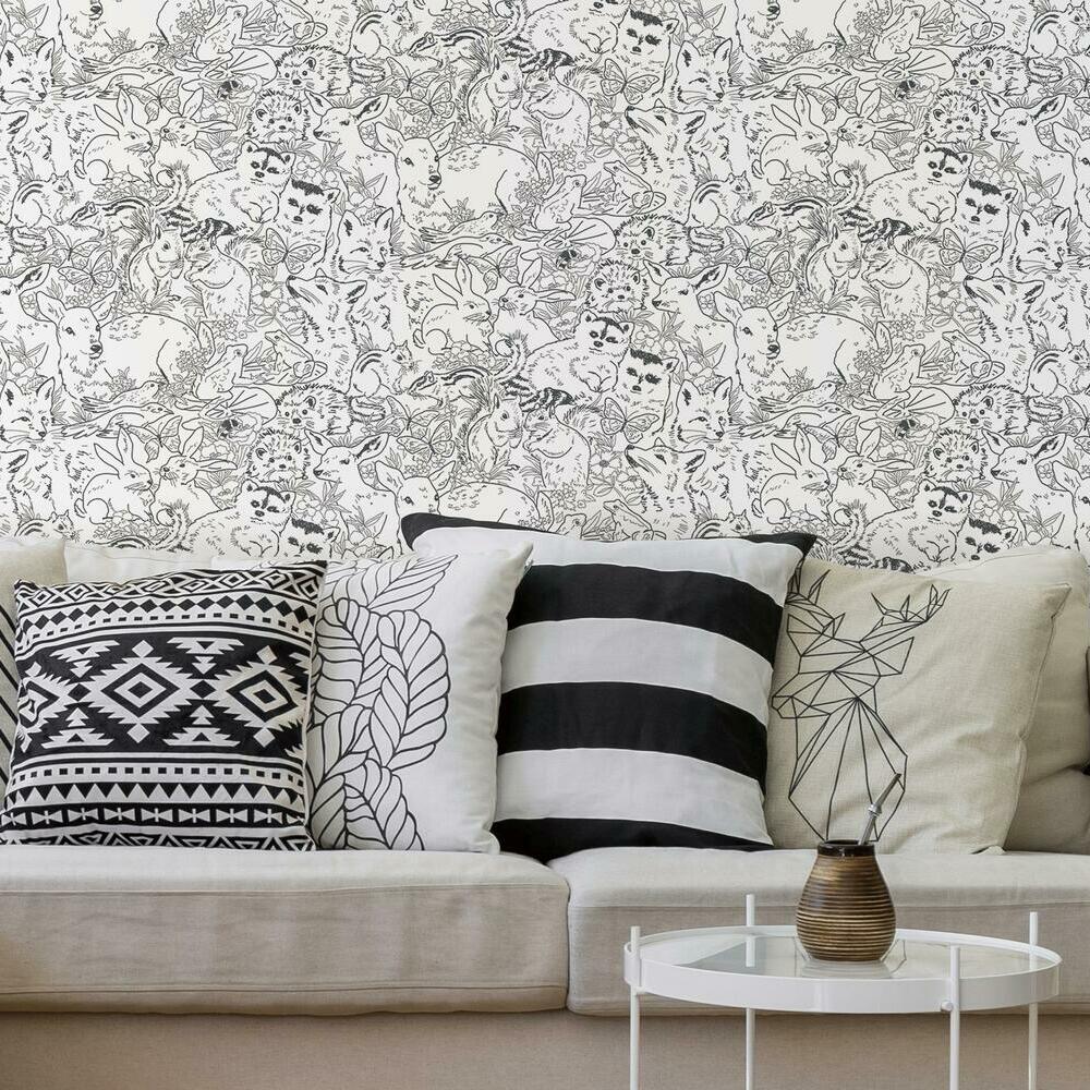 Woodland Sketch Peel and Stick Wallpaper Peel and Stick Wallpaper RoomMates   