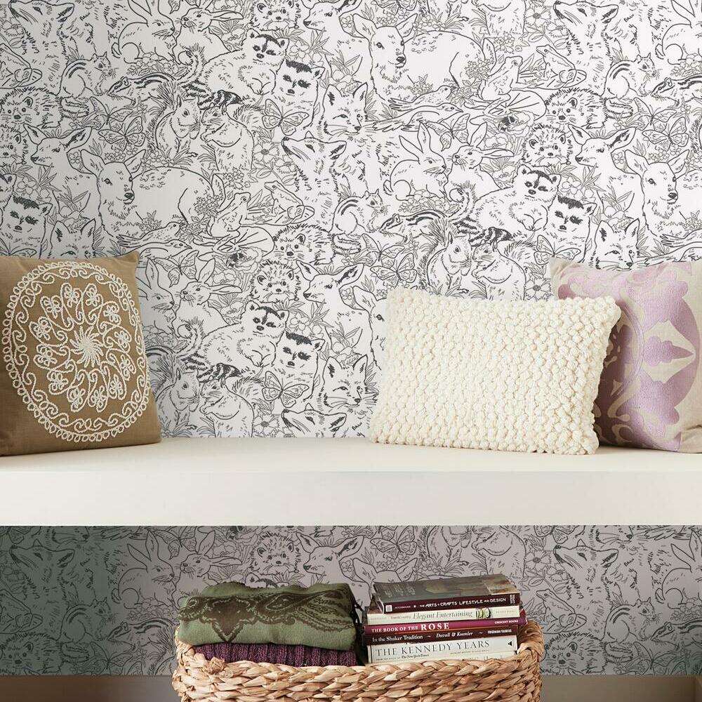 Woodland Sketch Peel and Stick Wallpaper Peel and Stick Wallpaper RoomMates   