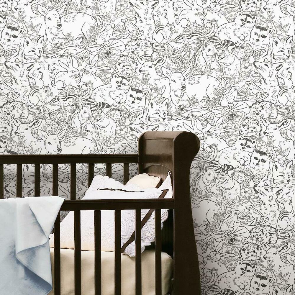 Woodland Sketch Peel and Stick Wallpaper Peel and Stick Wallpaper RoomMates   