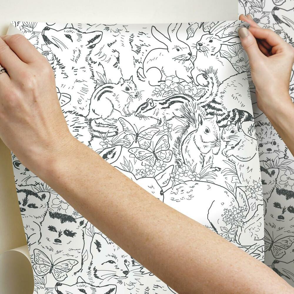 Woodland Sketch Peel and Stick Wallpaper Peel and Stick Wallpaper RoomMates   
