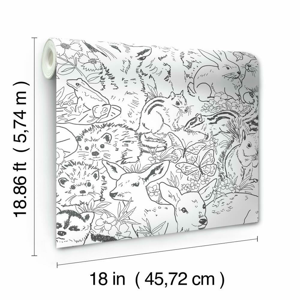 Woodland Sketch Peel and Stick Wallpaper Peel and Stick Wallpaper RoomMates   