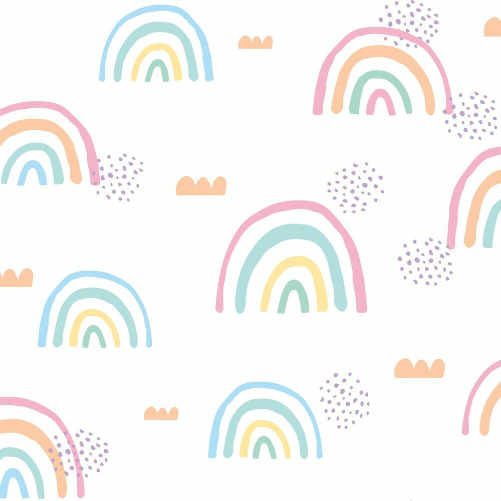 Rainbow's End Peel and Stick Wallpaper Peel and Stick Wallpaper RoomMates Roll Pink 