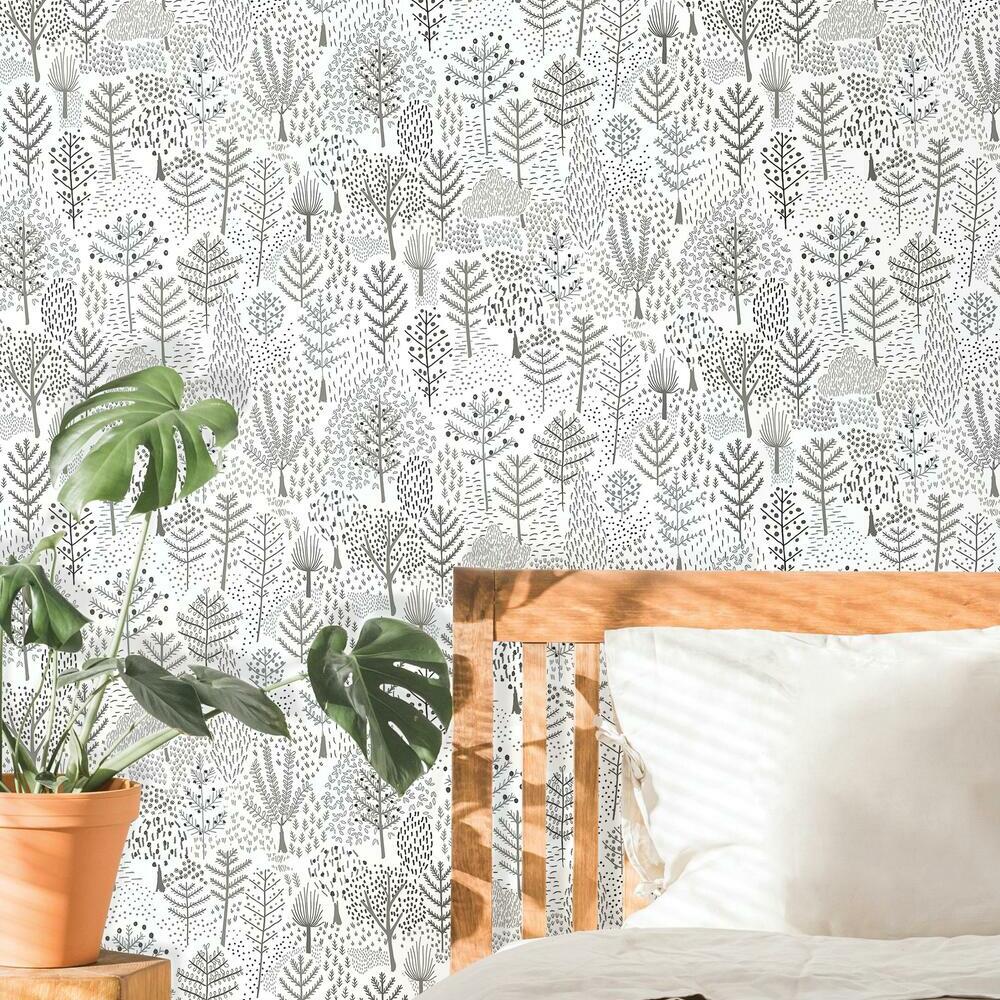 Folklore Trees Peel and Stick Wallpaper Peel and Stick Wallpaper RoomMates   