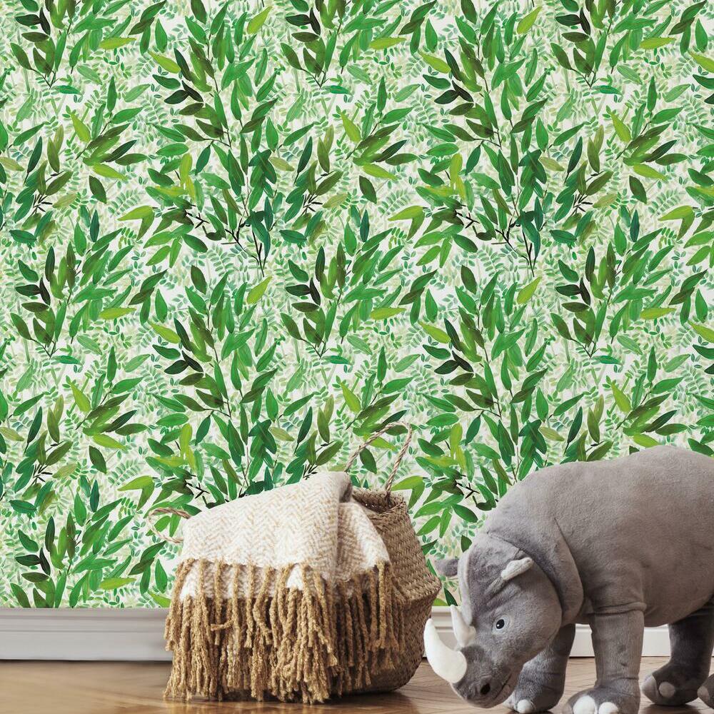 Watercolor Leaves Peel and Stick Wallpaper Peel and Stick Wallpaper RoomMates   