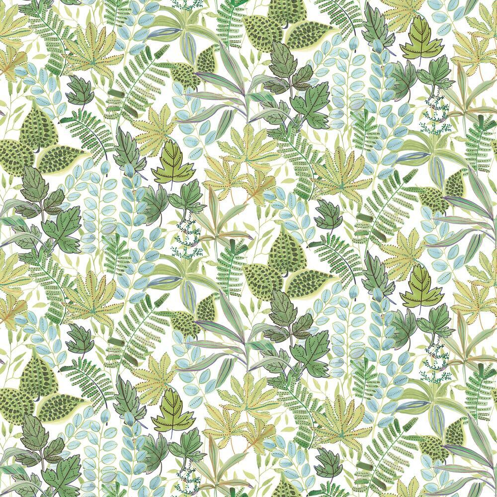 Watercolor Tropics Peel and Stick Wallpaper Peel and Stick Wallpaper RoomMates Roll Green 