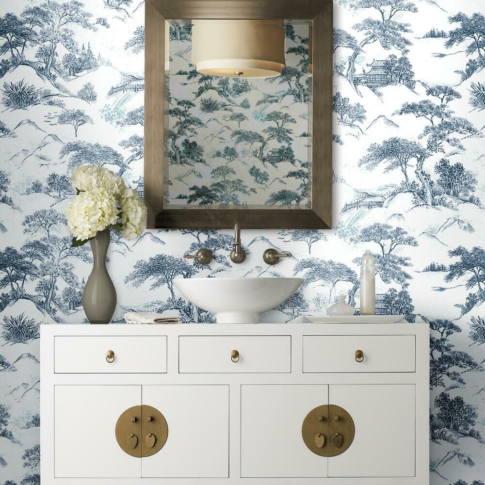 Oriental Toile Peel and Stick Wallpaper Peel and Stick Wallpaper RoomMates   