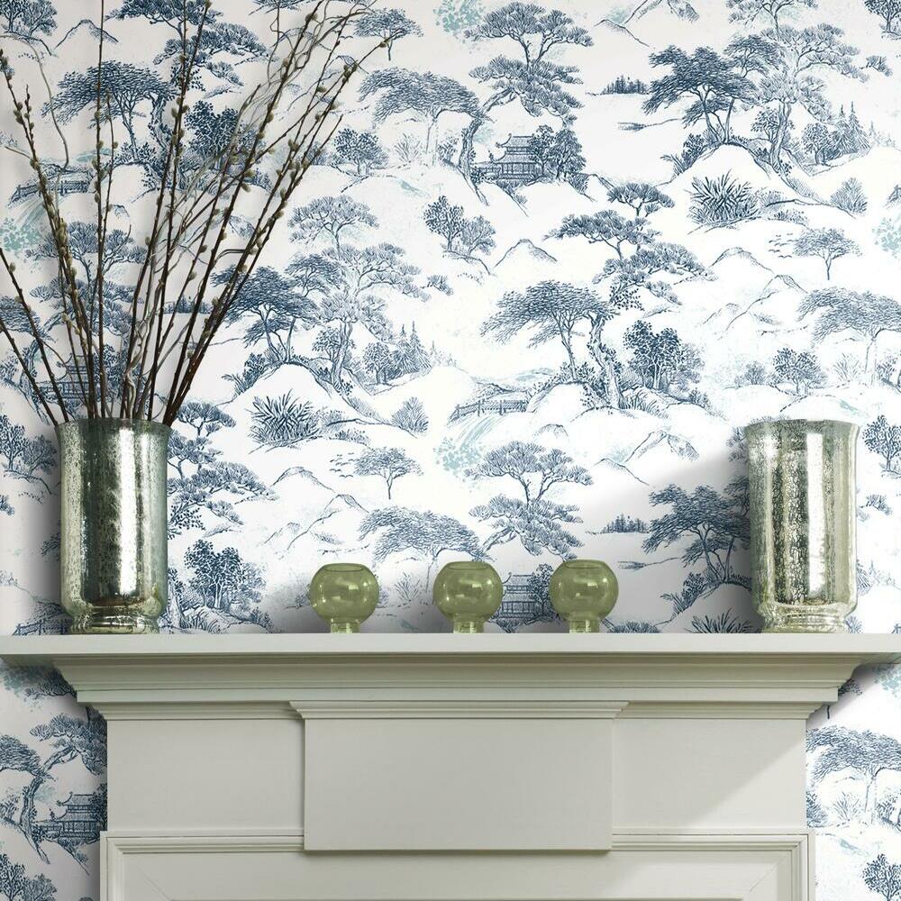 Oriental Toile Peel and Stick Wallpaper Peel and Stick Wallpaper RoomMates   