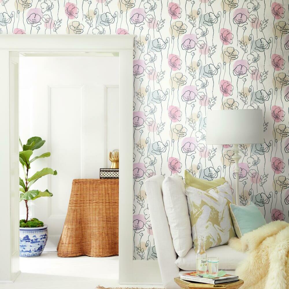 Lisa Audit Modern Poppy Peel and Stick Wallpaper Peel and Stick Wallpaper RoomMates   