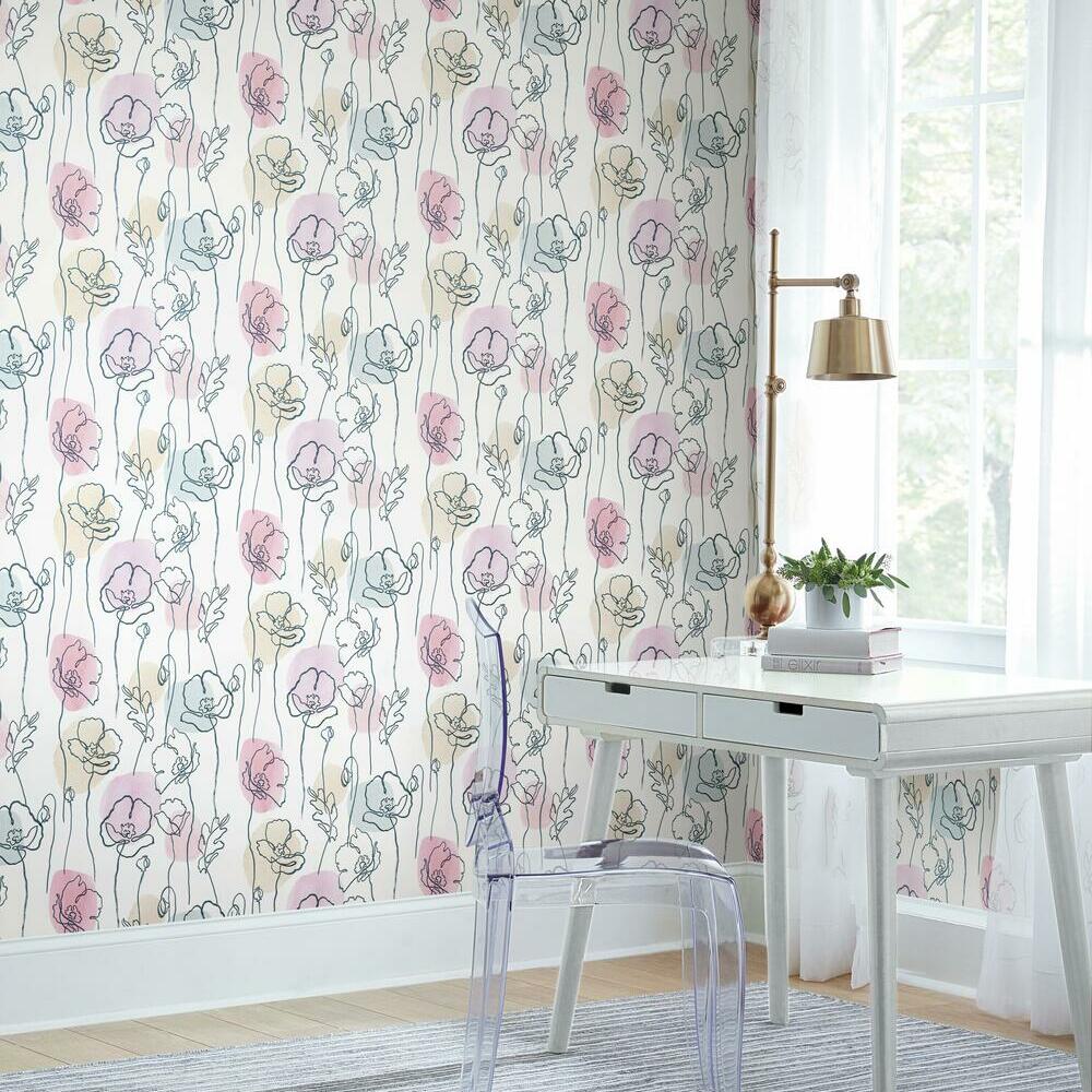 Lisa Audit Modern Poppy Peel and Stick Wallpaper Peel and Stick Wallpaper RoomMates   
