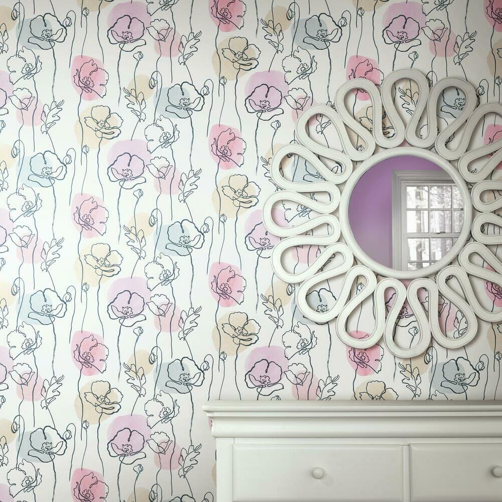 Lisa Audit Modern Poppy Peel and Stick Wallpaper Peel and Stick Wallpaper RoomMates   