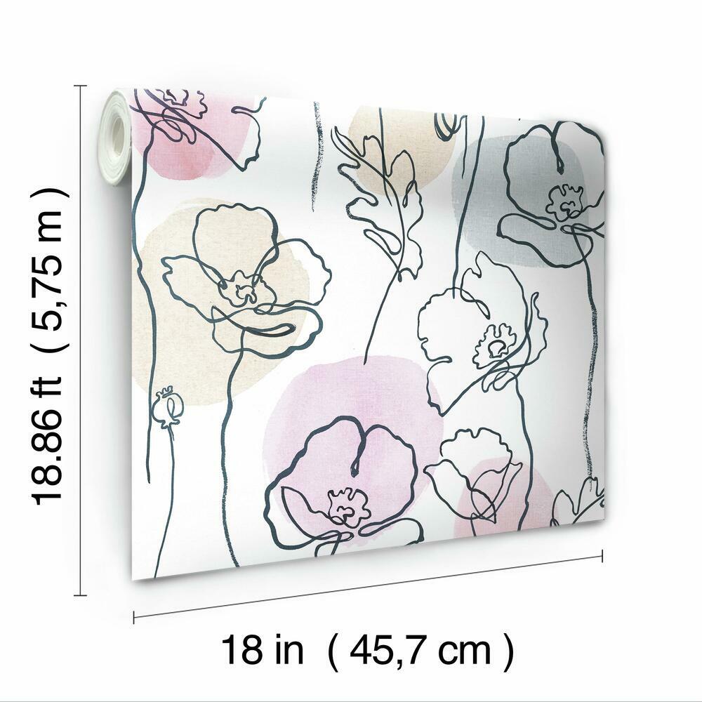 Lisa Audit Modern Poppy Peel and Stick Wallpaper Peel and Stick Wallpaper RoomMates   