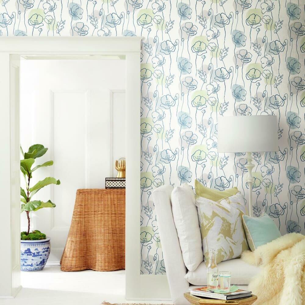 Lisa Audit Modern Poppy Peel and Stick Wallpaper Peel and Stick Wallpaper RoomMates   