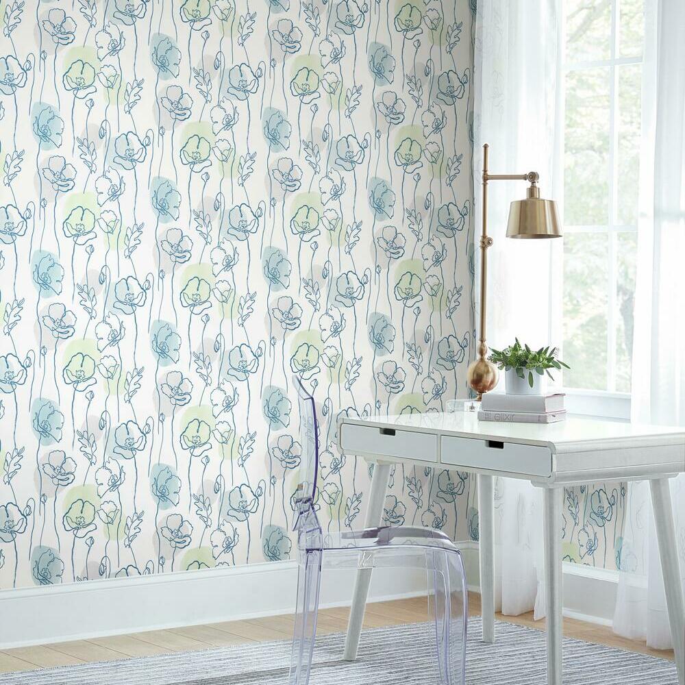 Lisa Audit Modern Poppy Peel and Stick Wallpaper Peel and Stick Wallpaper RoomMates   