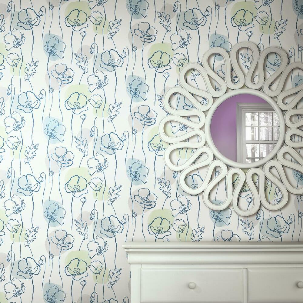 Lisa Audit Modern Poppy Peel and Stick Wallpaper Peel and Stick Wallpaper RoomMates   