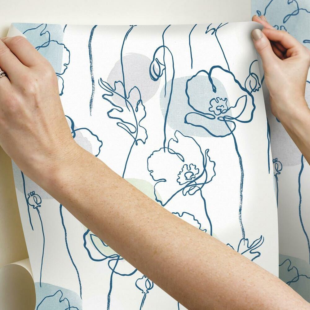 Lisa Audit Modern Poppy Peel and Stick Wallpaper Peel and Stick Wallpaper RoomMates   