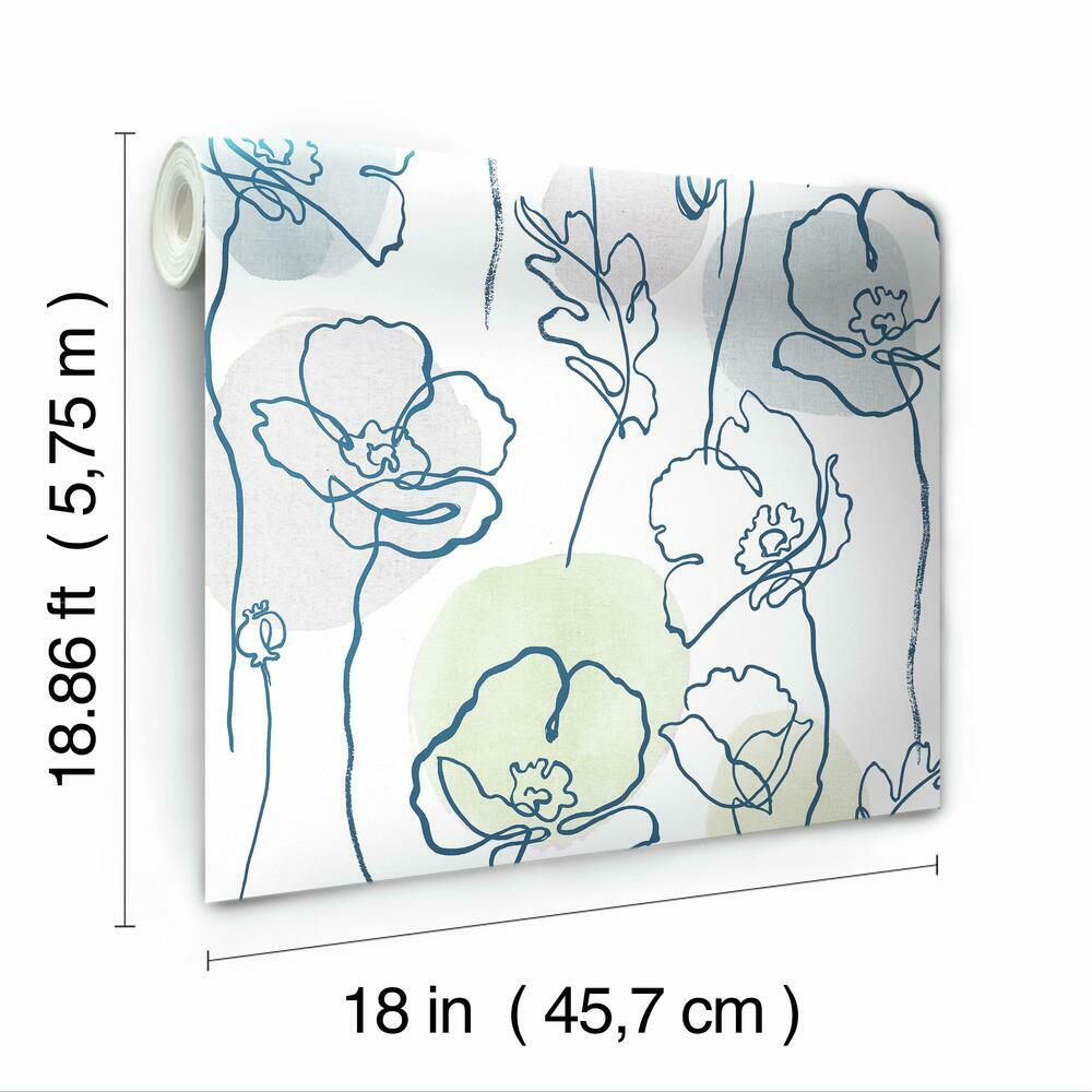 Lisa Audit Modern Poppy Peel and Stick Wallpaper Peel and Stick Wallpaper RoomMates   