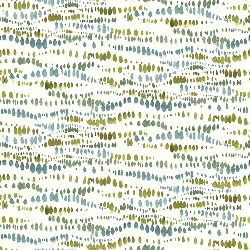 Lisa Audit Dotted Line Peel and Stick Wallpaper Peel and Stick Wallpaper RoomMates Sample Green